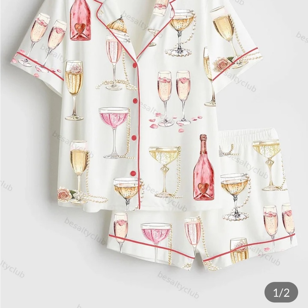 Champagne Print Pajama Set